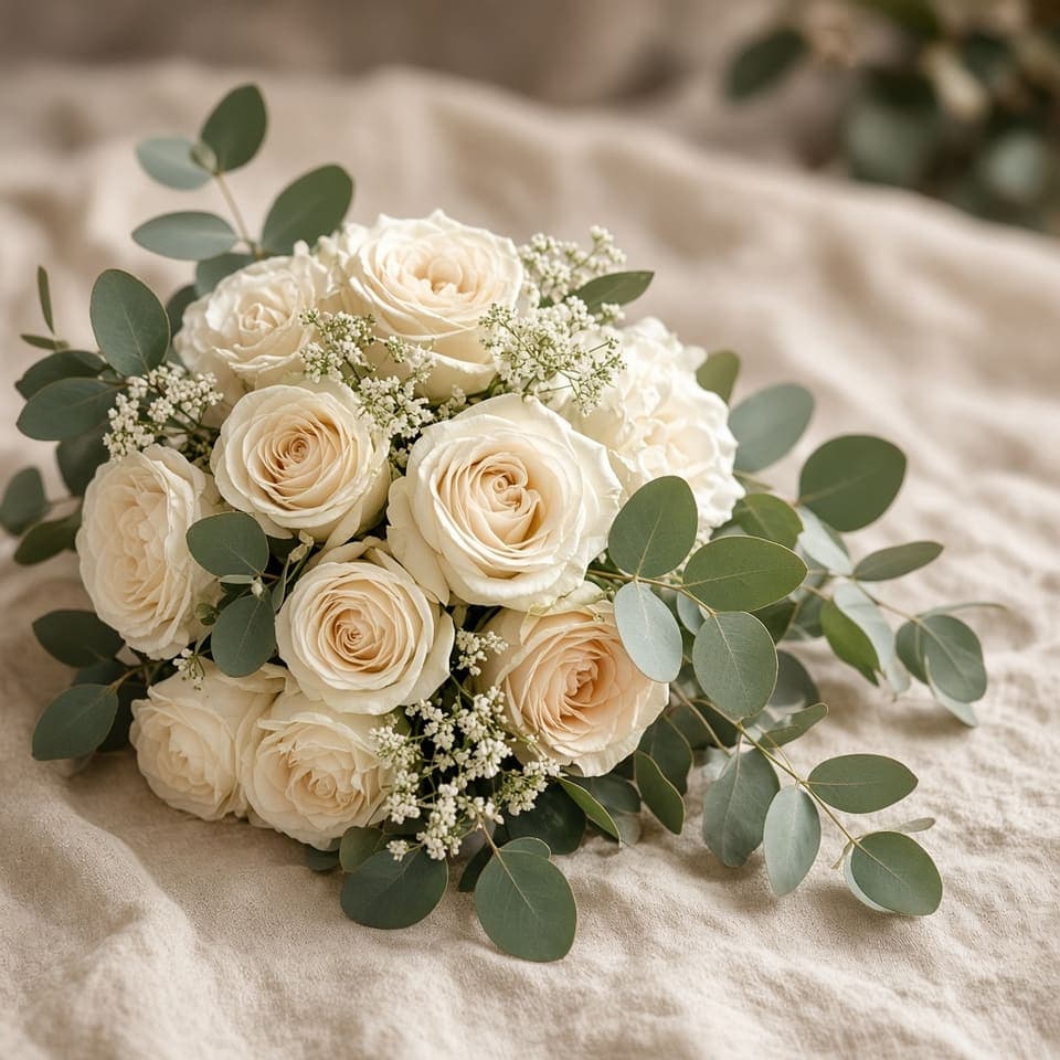Cream rose bridal bouquet