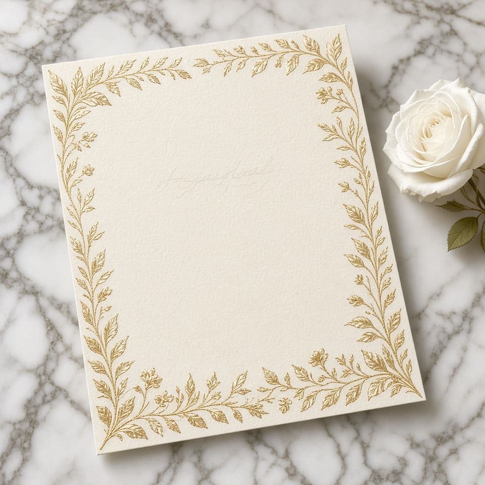 Cream wedding invitation with floral details