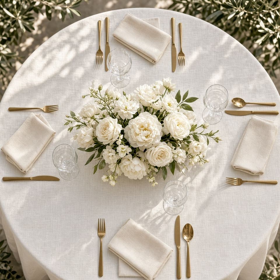 Elegant wedding table setting with flowers